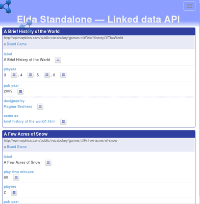 Screenshot showing demo dataset in
Elda